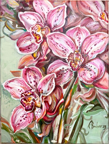 Malarstwo zatytułowany „Orchids” autorstwa Alla Badsar, Oryginalna praca, Akryl