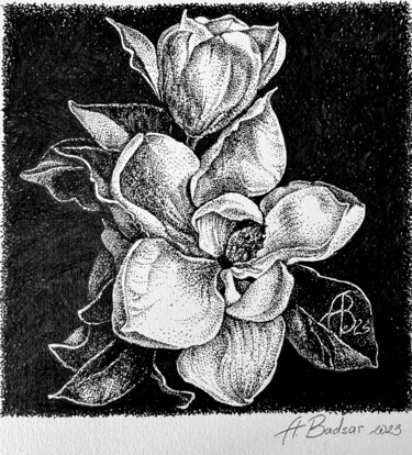 Peinture intitulée "Magnolia" par Alla Badsar, Œuvre d'art originale, Encre