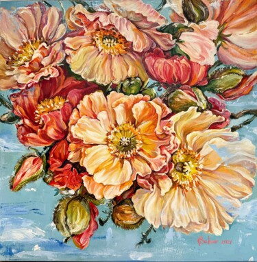 Pintura intitulada "Colourful blossoms" por Alla Badsar, Obras de arte originais, Óleo