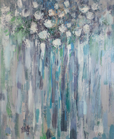 Painting titled "Snow flowers" by Alla Broska, Original Artwork, Acrylic