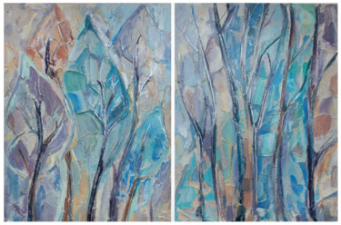 Malarstwo zatytułowany „Pieces of the forest” autorstwa Alla Broska, Oryginalna praca, Akryl