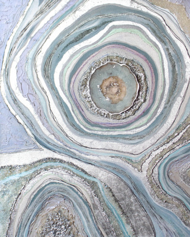 Peinture intitulée "BLUE GEODE" par Alla Broska, Œuvre d'art originale, Résine