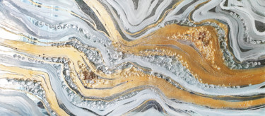 Golden stone Painting titled "Golden stone" by Alla Broska, Original Art, Resin