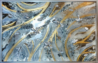 Картина под названием "В золотых ветвях" - Alla Broska, Подлинное произведение искусства, Смола Установлен на Стекло