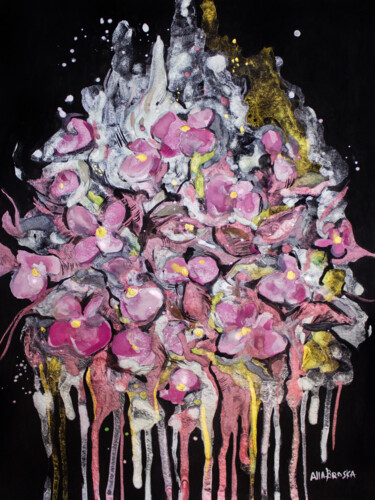 Цифровое искусство под названием "Flowers 02" - Alla Broska, Подлинное произведение искусства, Акварель