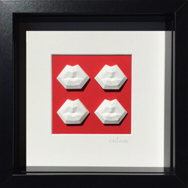 Sculpture titled "WHITE LIPS ON RED" by Alla Grande, Original Artwork, Stone