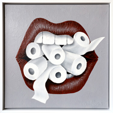 Painting titled "COVID TOILET PAPER…" by Alla Grande, Original Artwork, Acrylic