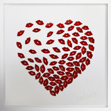 Textile Art titled "KISS OF MY HEART" by Alla Grande, Original Artwork, Textile fiber