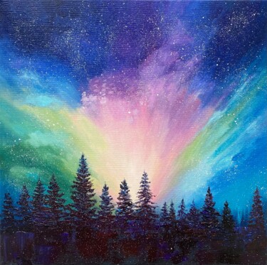 Peinture intitulée "Northern Lights" par Alla Kyzymenko, Œuvre d'art originale, Huile