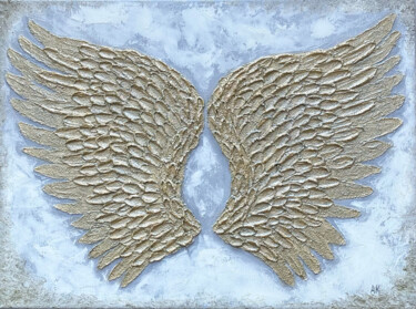 Pittura intitolato "Angel Wings" da Alla Kyzymenko, Opera d'arte originale, Olio