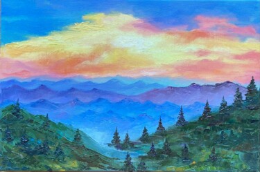 Pintura titulada "Mountain Landscape" por Alla Kyzymenko, Obra de arte original, Oleo