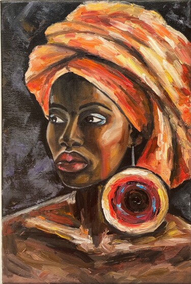 Pintura intitulada "African Queen" por Alla Kyzymenko, Obras de arte originais, Óleo