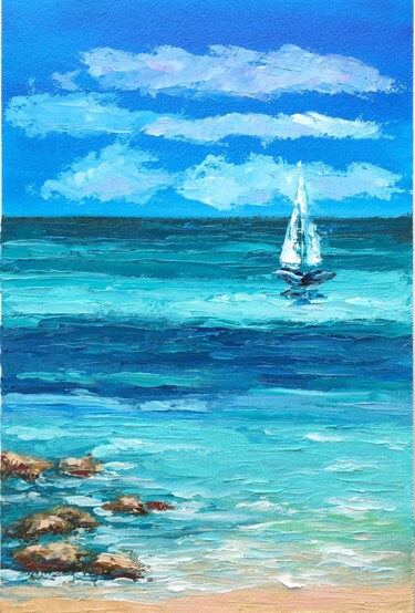 Malerei mit dem Titel "Miami Beach" von Alla Kyzymenko, Original-Kunstwerk, Öl