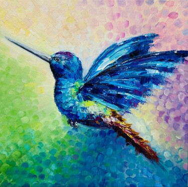 Pittura intitolato "Hummingbird" da Alla Kyzymenko, Opera d'arte originale, Olio