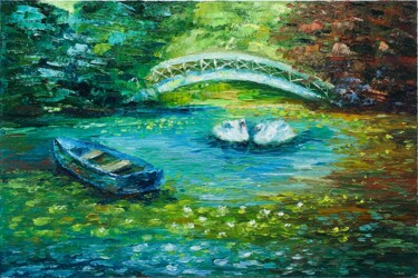 Pittura intitolato "Giverny Garden" da Alla Kyzymenko, Opera d'arte originale, Olio