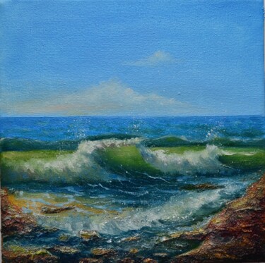 Painting titled "Sea Waves" by Alla Kyzymenko, Original Artwork, Oil