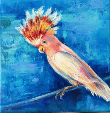 Painting titled "Parrot Cockatoo" by Alla Kyzymenko, Original Artwork, Oil