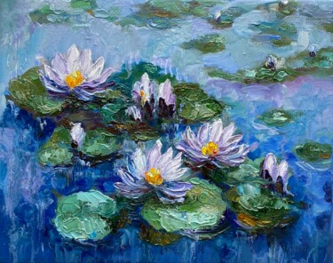 Painting titled "Water Lilies" by Alla Kyzymenko, Original Artwork, Oil