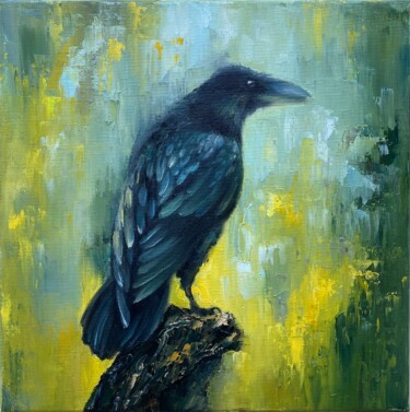 Painting titled "Raven" by Alla Kyzymenko, Original Artwork, Oil