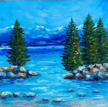 Malarstwo zatytułowany „Blue lake” autorstwa Alla Kyzymenko, Oryginalna praca, Olej