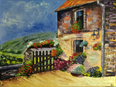 Pintura intitulada "fairytale house" por Alla Landenband, Obras de arte originais, Óleo