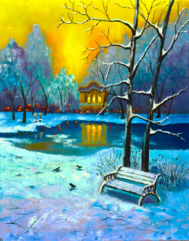Malerei mit dem Titel "Winter's Tale" von Alla Landenband, Original-Kunstwerk, Öl