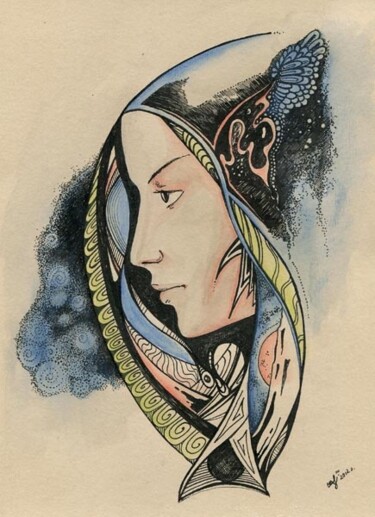 Drawing titled "Перья" by Alla Markovskaia, Original Artwork