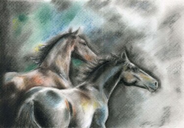 Drawing titled "кони" by Alla Markovskaia, Original Artwork