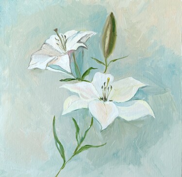 Pintura intitulada "Lily Painting" por Alla Orlova, Obras de arte originais, Óleo