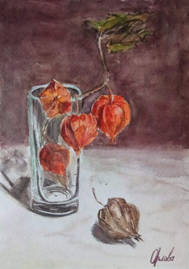 Malerei mit dem Titel "Painting flowers Ph…" von Alla Orlova, Original-Kunstwerk, Aquarell