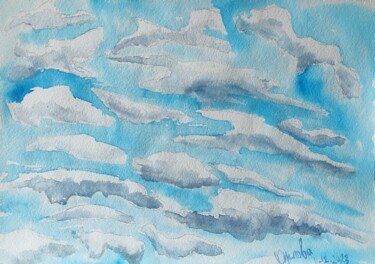 Painting titled "Serene sky" by Alla Orlova, Original Artwork, Watercolor