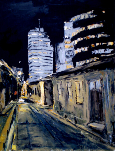 Pintura titulada "Tel Aviv. Night city" por Alla Ronikier, Obra de arte original, Oleo