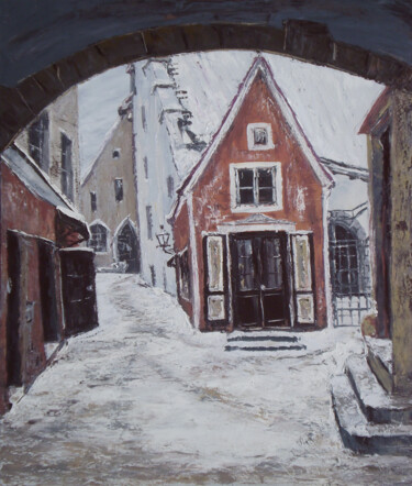 Malerei mit dem Titel "Archway. Tallinn" von Alla Ronikier, Original-Kunstwerk, Öl Auf Keilrahmen aus Holz montiert