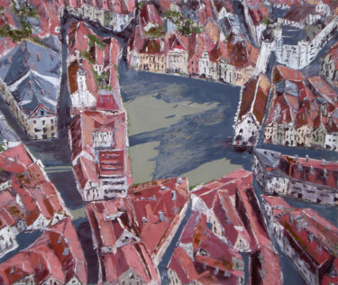 Malerei mit dem Titel "Square" von Alla Ronikier, Original-Kunstwerk, Öl Auf Keilrahmen aus Holz montiert