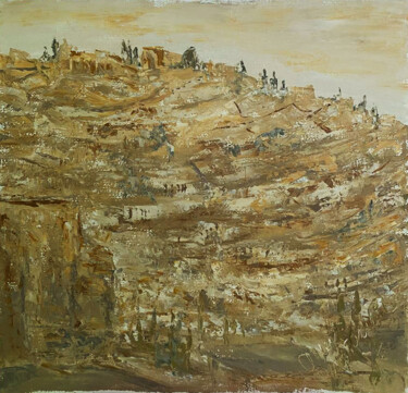 Painting titled "Jerusalem." by Alla Ronikier, Original Artwork, Oil Mounted on Wood Stretcher frame