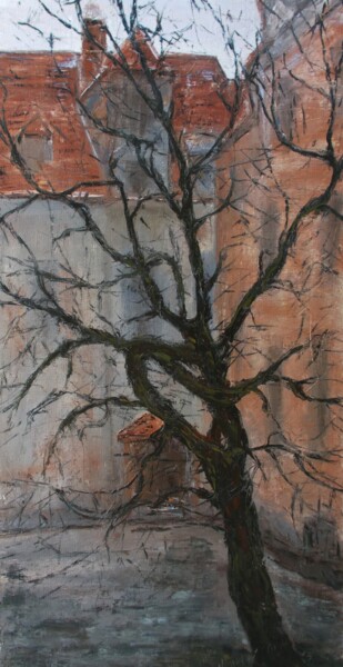 제목이 "City after winter"인 미술작품 Alla Ronikier로, 원작, 기름 나무 들것 프레임에 장착됨
