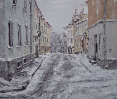 Painting titled "Tallin" by Alla Ronikier, Original Artwork, Oil Mounted on Wood Stretcher frame