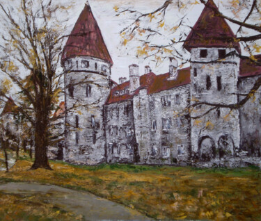 Pintura intitulada "Tallinn" por Alla Ronikier, Obras de arte originais, Óleo Montado em Armação em madeira