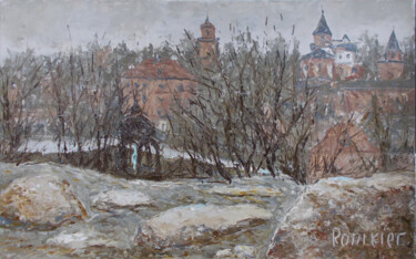 Painting titled "Ukraine. Estate in…" by Alla Ronikier, Original Artwork, Oil Mounted on Wood Stretcher frame