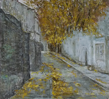Painting titled "Autumn city" by Alla Ronikier, Original Artwork, Oil