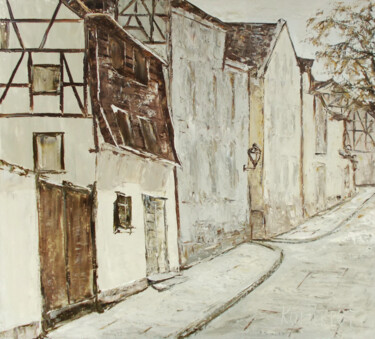 Malerei mit dem Titel "City walk" von Alla Ronikier, Original-Kunstwerk, Öl Auf Keilrahmen aus Holz montiert