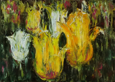 Картина под названием "Bright notes of spr…" - Alla Ronikier, Подлинное произведение искусства, Масло Установлен на Деревянн…