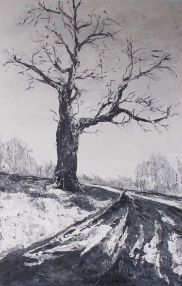 제목이 "The tree saga....."인 미술작품 Alla Ronikier로, 원작, 기름 나무 들것 프레임에 장착됨