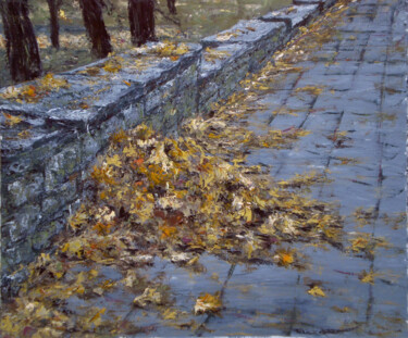 Painting titled "Leaf" by Alla Ronikier, Original Artwork, Oil