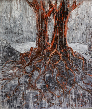 Картина под названием "Saga of the Trees 1" - Alla Ronikier, Подлинное произведение искусства, Масло