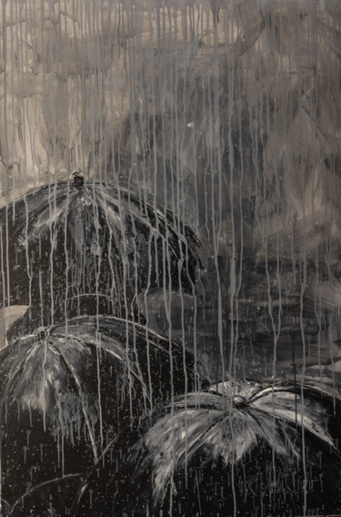 Malerei mit dem Titel "Rain" von Alla Ronikier, Original-Kunstwerk, Öl