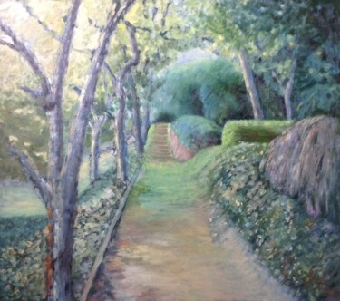 Картина под названием "Яблоневый сад." - Алла Сенаторова, Подлинное произведение искусства, Масло