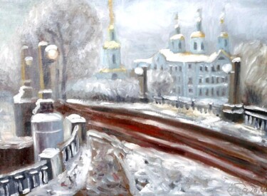 Картина под названием "Никольский собор." - Алла Сенаторова, Подлинное произведение искусства, Масло