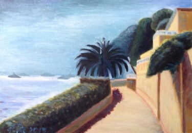Картина под названием "Синяя пальма" - Алла Сенаторова, Подлинное произведение искусства, Масло
