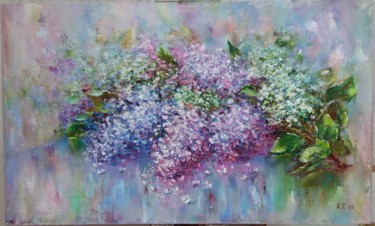 Painting titled "Lilac flowers / Вет…" by Alla Tatarinova, Original Artwork, Oil